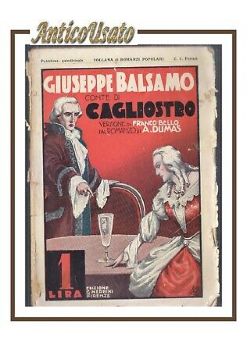 GIUSEPPE BALSAMO conte di Cagliostro di Dumas 1930 Nerbini romanzo per ragazzi