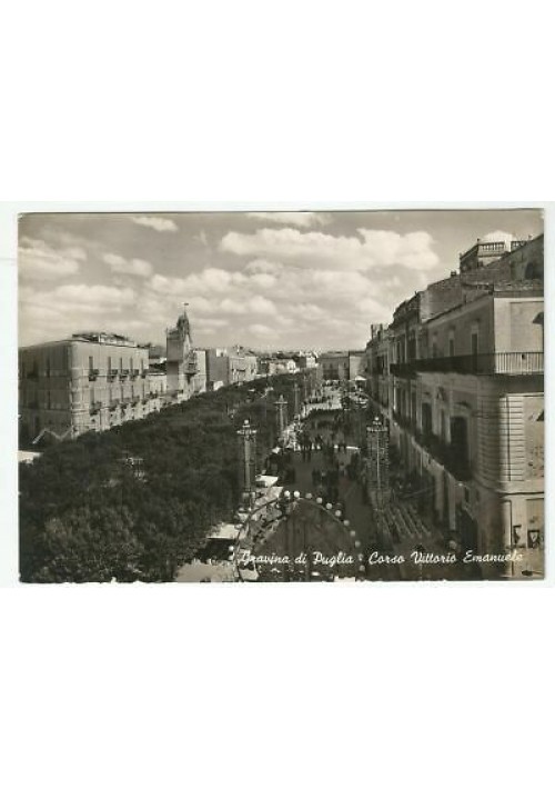 GRAVINA DI PUGLIA (BARI) Corso Vittorio Emanuele CARTOLINA viaggiata 1954