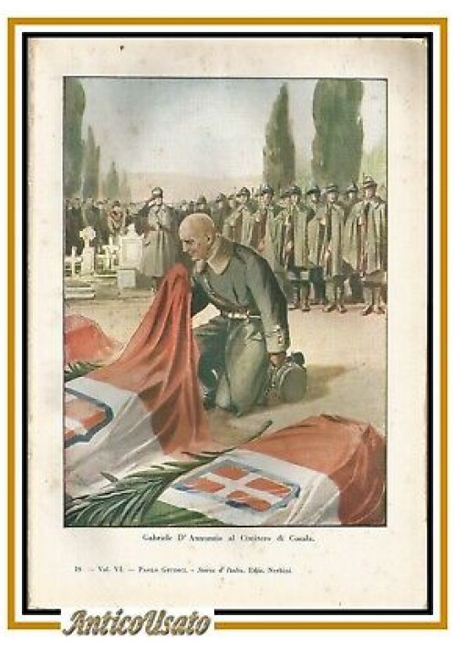 Gabriele D'Annunzio al cimitero Cosala Stampa colori di Tancredi Scarpelli 1940 