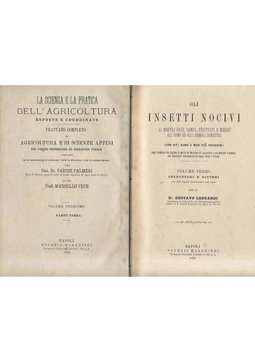 Gli Insetti Nocivi Volume 3 imenotteri ditteri di Agostino Lunardoni 1900 libro 