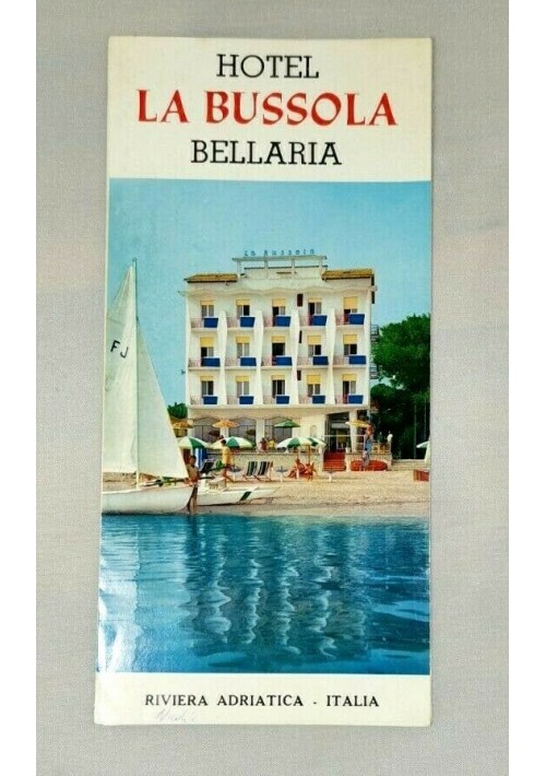HOTEL LA BUSSOLA Bellaria Rimini Depliant Turistico Illustrato brochure vintage