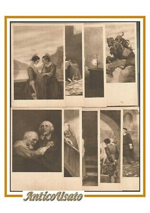 I PROMESSI SPOSI 9 cartoline originali 1942 vintage illustrate Galizzi d'epoca