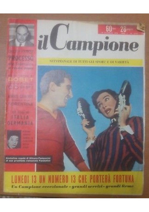 IL CAMPIONE settimanale sport varietà 10 dicembre 1955 impianti Cortina olimpic 