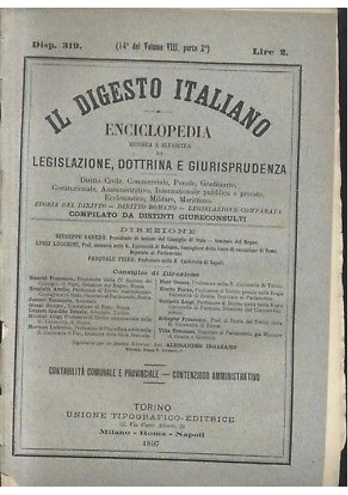 IL DIGESTO ITALIANO enciclopedia 104 fascicoli sciolti 1887 1897 UTET dispense