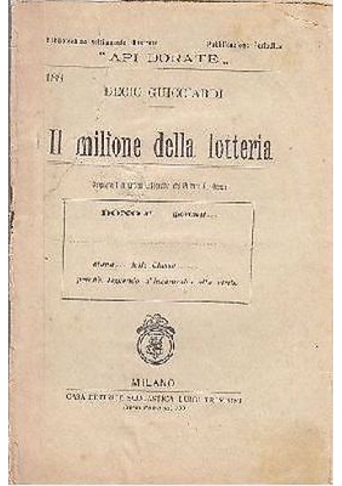 IL MILIONE DELLA LOTTERIA di Decio Guicciardi - Trevisini Api dorate anni '20?