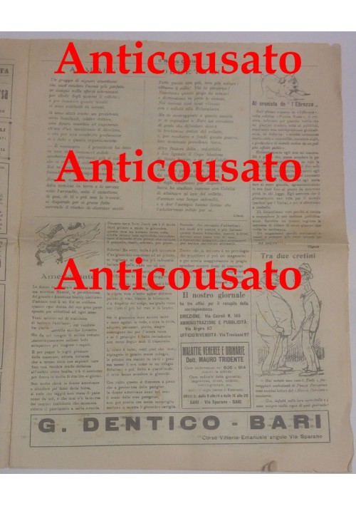 IL NUOVO CORRIERE settimanale pupazzettato BARI 30 agosto 1925 umoristico 