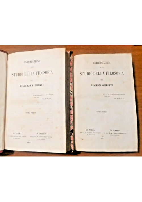 INTRODUZIONE ALLO STUDIO DELLA FILOSOFIA di Vincenzo Gioberti 4 volumi 1861 libri antichi