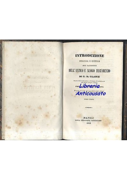 INTRODUZIONE STORICA E CRITICA ALL'ANTICO NUOVO TESTAMENTO tomo III Glaire 1844