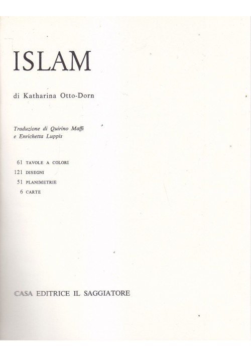 ISLAM di Katharina Otto Dorn 1964 Casa Editrice Il Saggiatore MARCOPOLO