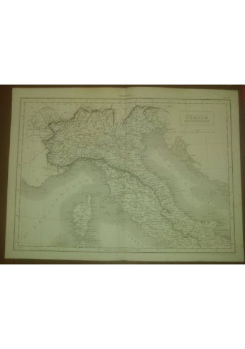 ITALIA SETTENTRIONALE CARTA GEOGRAFICA 1866  INCISIONE STAMPA TAVOLA ANTICA