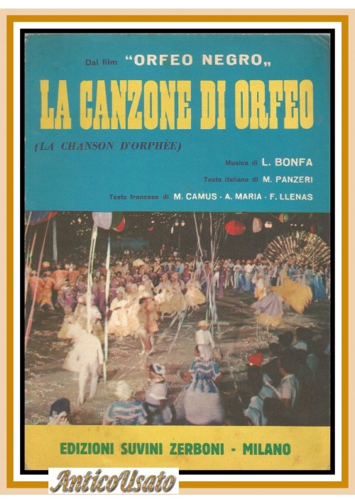 LA CANZONE DI ORFEO spartito per canto mandolino chitarra fisarmonica 1959