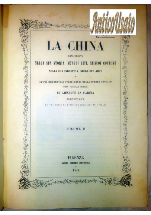 ESAURITO - LA CHINA di Giuseppe La Farina 4 volumi completo 1843 1847 splendide incisioni *