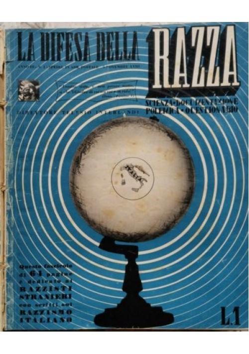 LA DIFESA DELLA RAZZA 1939 40 annata ANNO III razzismo fascismo antisemitismo 