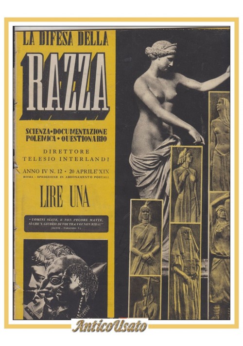 LA DIFESA DELLA RAZZA 1941 ANNO IV n 12 Rivista razzismo fascismo antisemitismo