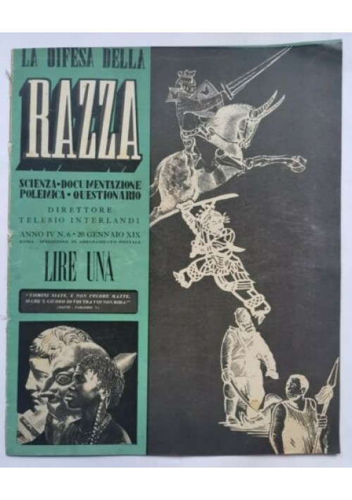 ESAURITO - LA DIFESA DELLA RAZZA 1941 ANNO IV n 6 Rivista razzismo fascismo antisemitismo 