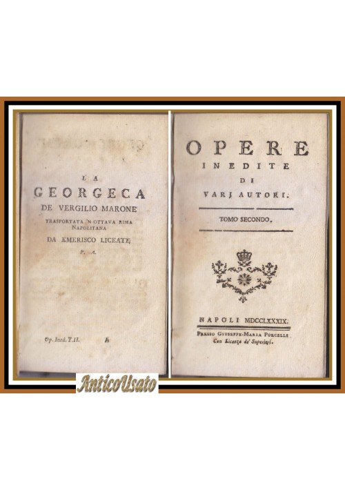 LA GEORGECA DE VERGILIO MARONE trasportata in rima napoletana 1789 Libro Antico