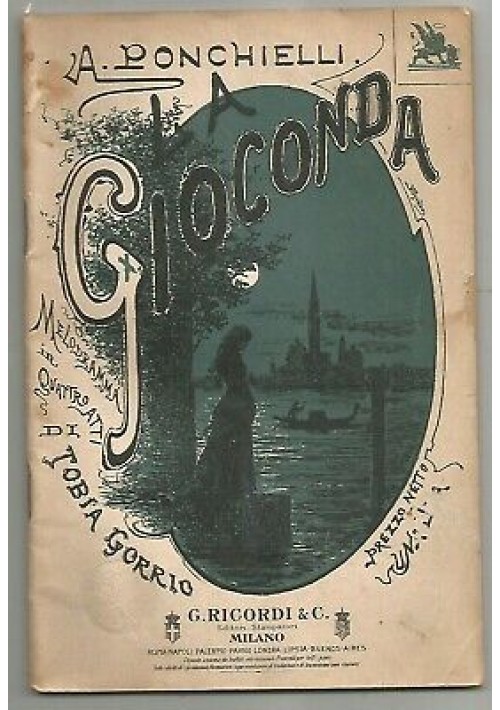 LA GIOCONDA di Ponchielli 1908 Ricordi libretto opera SOLO TESTO 