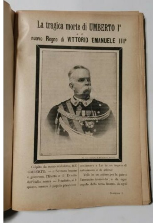 LA TRAGICA MORTE DI UMBERTO I il nuovo regno di Vittorio Emanuele III 1900 Libro