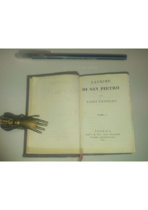 LAGRIME DI SAN PIETRO di Luigi Tansillo 2 volumi 1847 Antonelli cm 6,5 x 9,5