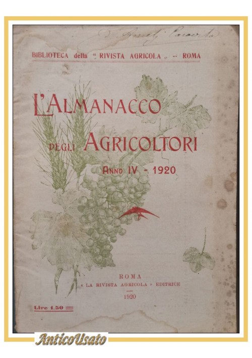 L'ALMANACCO DEGLI AGRICOLTORI 1920 la rivista agricola editrice libro vintage