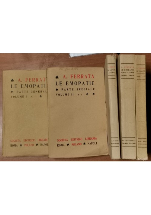 LE EMOPATIE di Adolfo Ferrata 2 volumi in 5 tomi 1933 libro medicina sangue