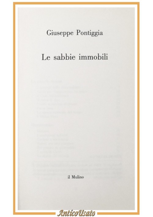 LE SABBIE IMMOBILI di Giuseppe Pontiggia 1991 Il Mulino Libro Romanzo I edizione