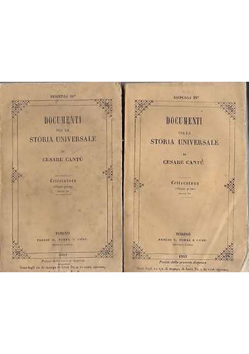 LETTERATURA di Cesare Cantù 4 tomi in due volumi - Torino G. Pomba 1845  ANTICO