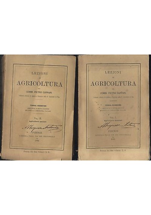 LEZIONI DI AGRICOLTURA 2 volumi AGRICOLTURA GENERALE SPECIALE Cuppari 1882 Paggi