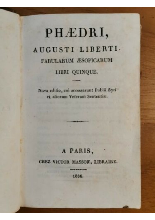 LIBRO ANTICO 3 volumi Fedro Sallustio Cornelio Nepote 1836 Victor Masson LATINO