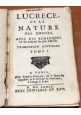 LUCRECE DE LA NATURE DES CHOSES tomo I 1685 Thomas Guillain Libro Antico Paris