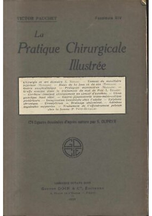 La Pratique Chirurgicale Illustree Victor Pauchet 1929 Gaston Doin fascicule XIV