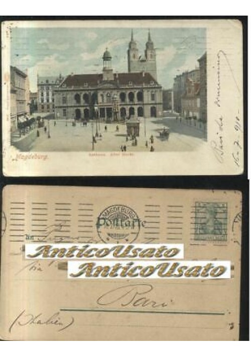 MAGDEBURG RATHAUS ALTER MARKT viaggiata 16/07/1910 ORIGINALE cartolina Germania