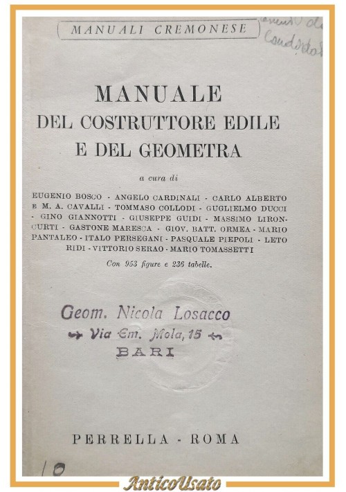 MANUALE DEL COSTRUTTORE EDILE E DEL GEOMETRA Perrella Cremonesi libro ingegneria