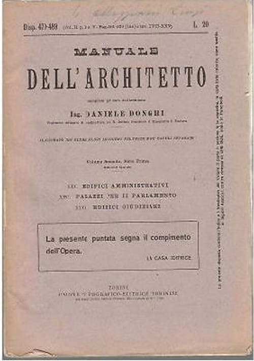 MANUALE DELL'ARCHITETTO Volume II  parte 1 sez V DI Daniele Donghi - 1935 UTET  