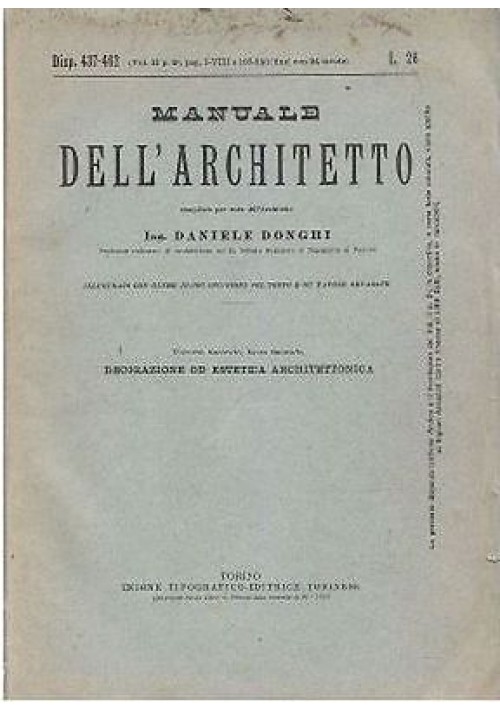 MANUALE DELL'ARCHITETTO  Volume II  parte 2 di Daniele Donghi 1935 UTET  