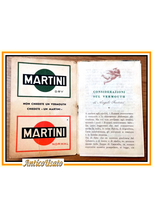 MARTINI Vermouth Libretto Cocktail Ricette Drink Originale Anni 50 Da Collezione