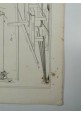 MECCANICA ARGANO CAPRA Incisione Stampa Rame 1866 Tavola Originale antica