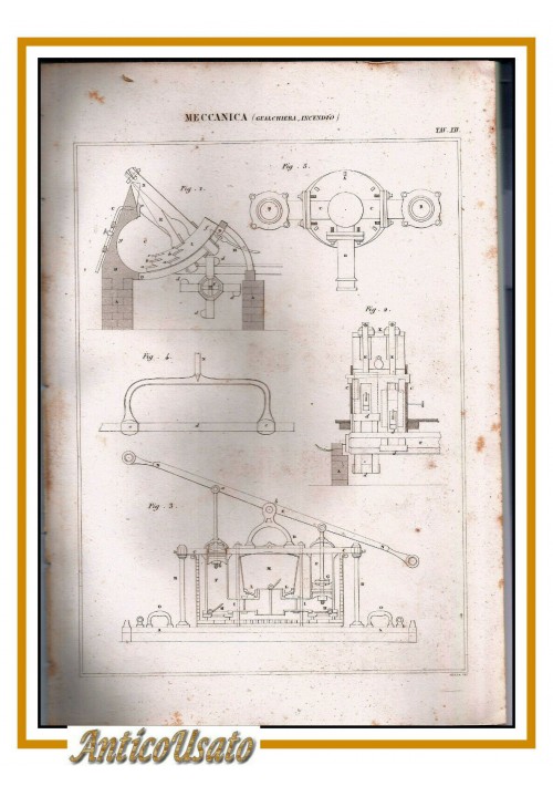 MECCANICA INCENDIO GUALCHIERA Incisione Stampa 1866 Originale antica pompieri