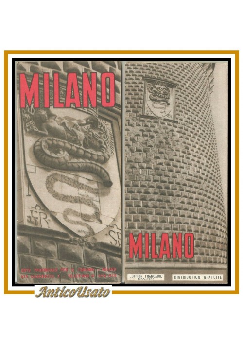 MILANO Depliant Turistico in Francese 1955 1956 Originale Vintage Mappa Brochure