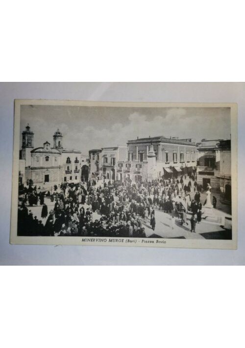 MINERVINO MURGE BARI PIAZZA BOVIO Cartolina Viaggiata 1952 Animata f.to piccolo