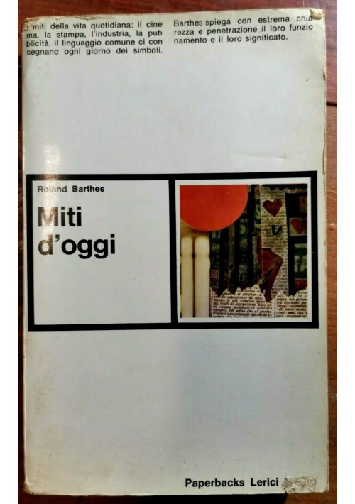 MITI D’OGGI di Roland Barthes 1966 Lerici editore libro sociologia saggio