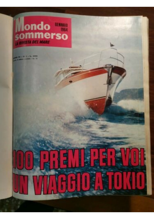 MONDO SOMMERSO annata completa 1964 anno VI 12 numeri rilegati SUB LIBRO MARE