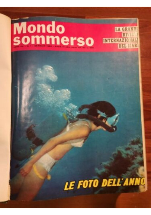 MONDO SOMMERSO annata completa 1965 anno VII 12 numeri rilegati SUB LIBRO MARE