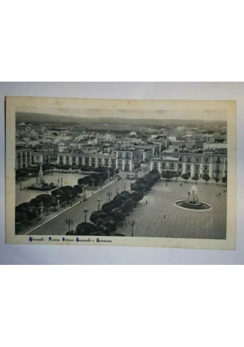 MONOPOLI PIAZZA VITTORIO EMANUELE E PANORAMA Cartolina Viaggiata 1947 Bari 