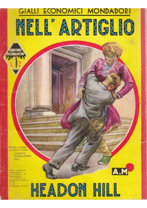 NELL ARTIGLIO di Headon Hill 1937 Mondadori Editore gialli economici