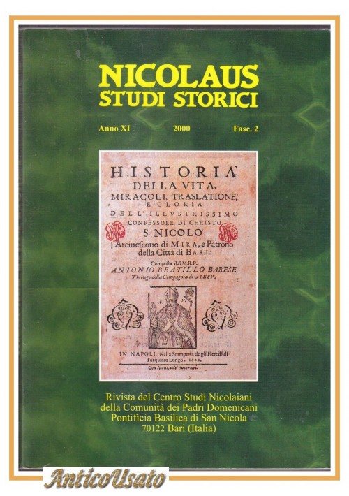 NICOLAUS STUDI STORICI fascicolo 2 2000 Stampa e stampe di San Nicola - Cioffari