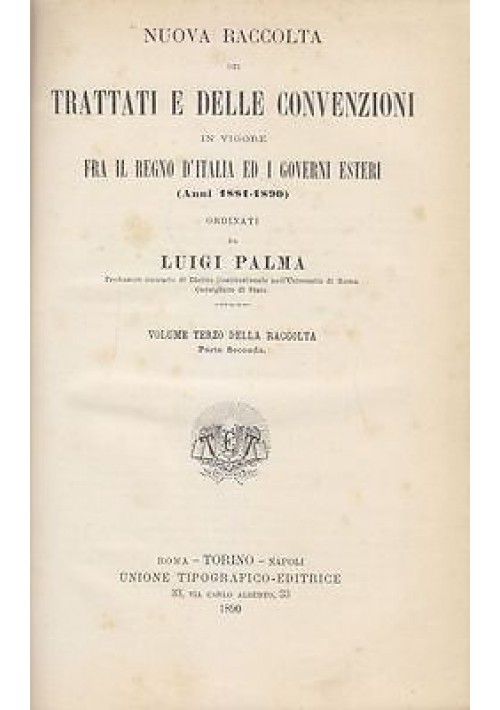 NUOVA RACCOLTA DEI TRATTATI E DELLE CONVENZIONI vol. III Parte II 1890 Palma