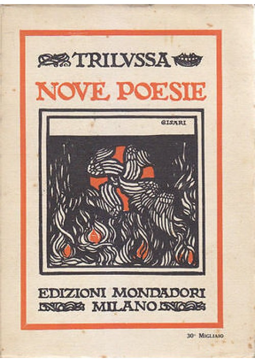 Nove Poesie di Trilussa 1922  Mondadori libro copertina Cisari 