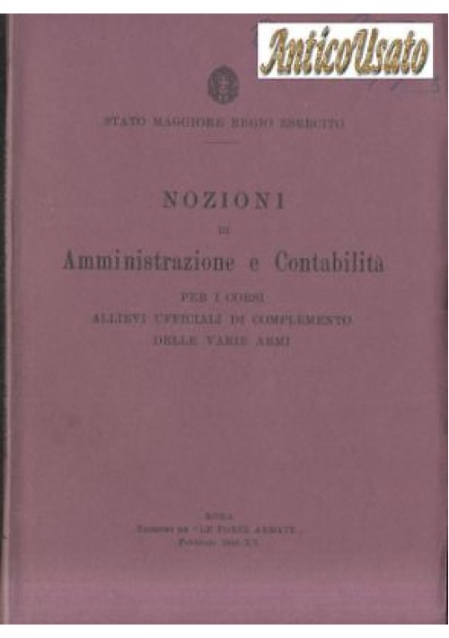 Nozioni di Amministrazione e Contabilità  1942 allievi ufficiali di complemento