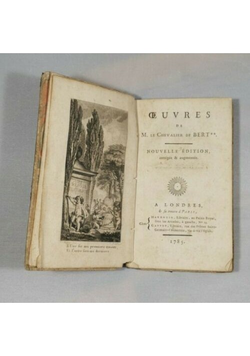 OEUVRES volume 1 di le chevalier de Bert 1785 Hardouin Gattey libro antico 